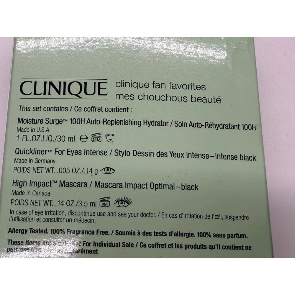 Clinique 3-Pcs Fan Favorites Set  Moisture Surger, Quickliner &‎ Mascara MRSP$52